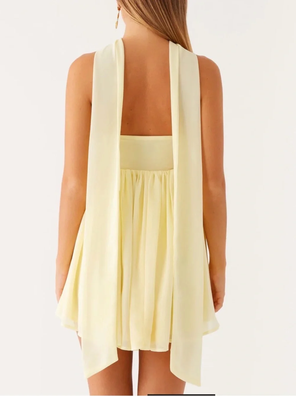 NWT New Peppermayo Saturn Yellow Strapless Chiffon Mini Babydoll Dress Sz 6 - Picture 2 of 16